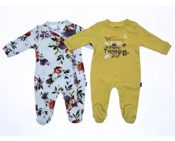 3/6 AY 18587 Kız Messy Flower 2 Beden 2'in 1 Pack Patikli Tulum