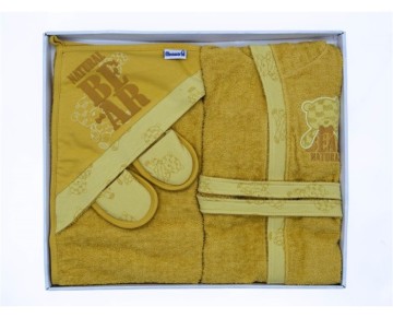 0/3 AY 18571 Erkek Natural Bear Bornoz Set