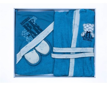 0/3 AY 18571 Erkek Natural Bear Bornoz Set